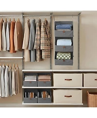 gaomon Hanging Closet Organizer 4 Tier, Non-Woven Fabric Storage Shelves with Collapsible Baskets, Space-Saving Hanging Organizer for Bedroom, Dorm