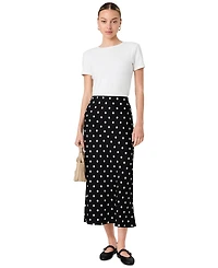 French Connection Women's Ennis Satin Polka Dot Pull-On Midi Skirt