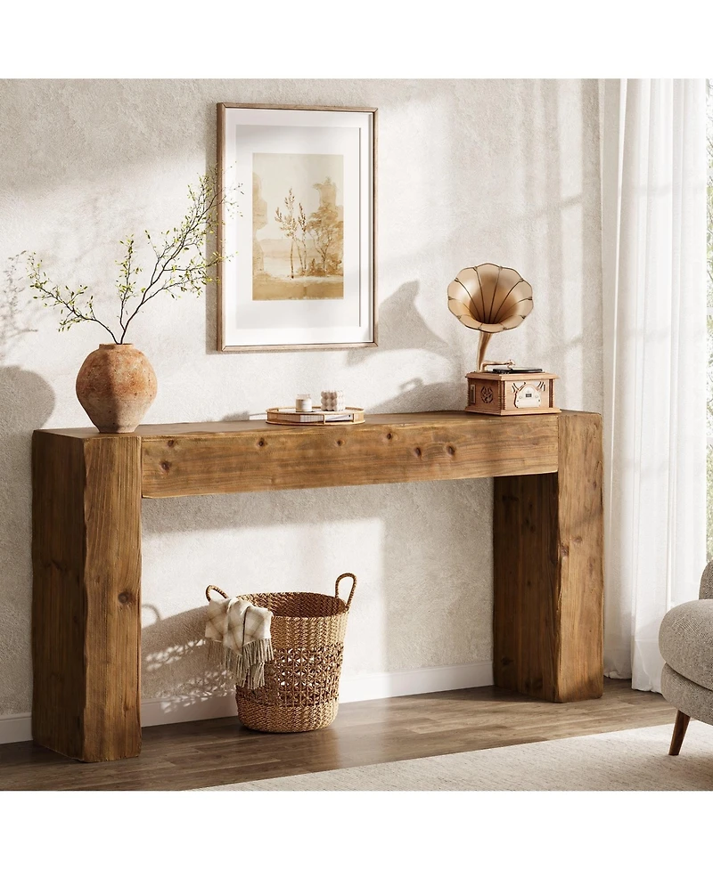Slickblue Modern Wood Console Table 63 Inch for Entryway and Sofa Back