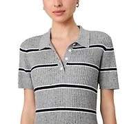 French Connection Women's Mason Knit Varsity Stripe Collared Mini Dress