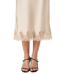 French Connection Women's Ennis Satin Lace Midi Skirt