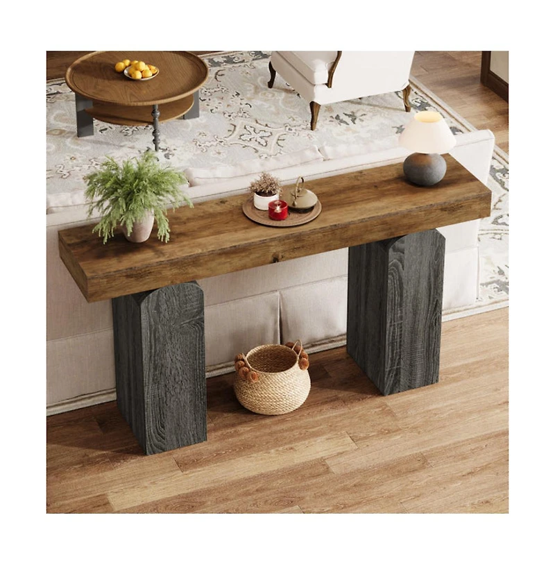 SlickblueFarmhouse Entryway Console Table with 2 Arched Pedestal Legs