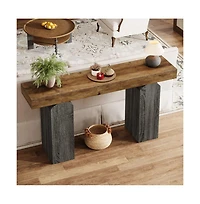 SlickblueFarmhouse Entryway Console Table with 2 Arched Pedestal Legs