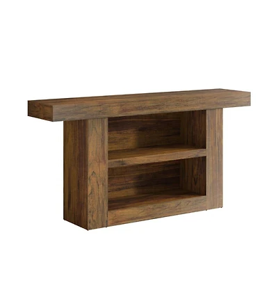 Slickblue 3-Tier Farmhouse Sofa Console Table with U-Shaped Base for Entryway