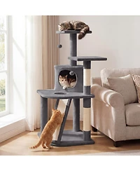 Cozito 44 inch Tall Kitten Tower with Condo and 2 Plush Perches