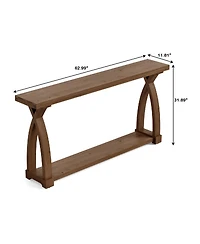 Slickblue Narrow Solid Wood Sofa Console Table with 2-Tier Storage for Entryway