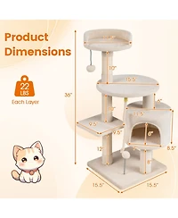 Cozito 36 inch Tall Kitten Tower with Condo and Plush Perch