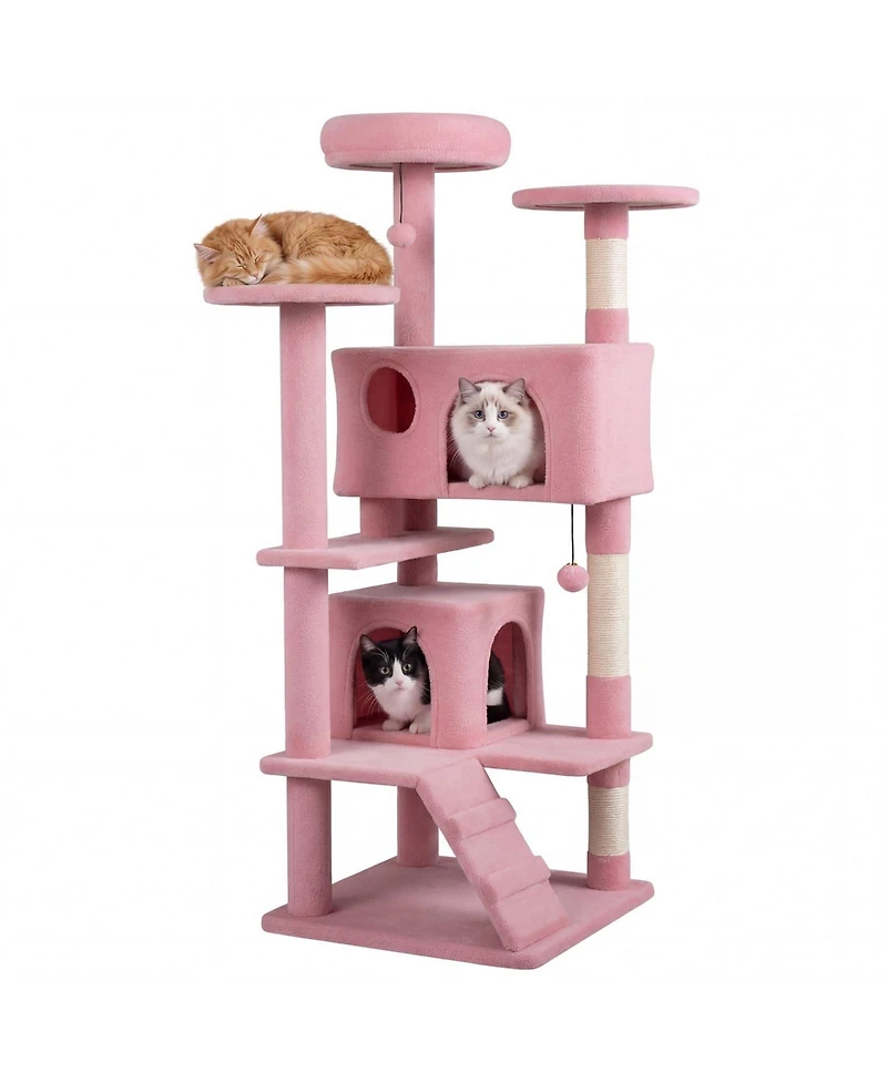 Cozito 52 inch Tall Cat Tree Tower for Indoor Cats with Perches and Caves
