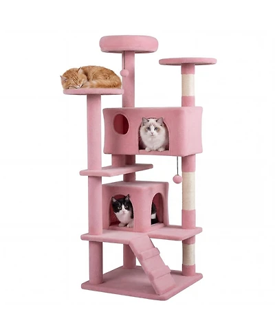Cozito 52 inch Tall Cat Tree Tower for Indoor Cats with Perches and Caves