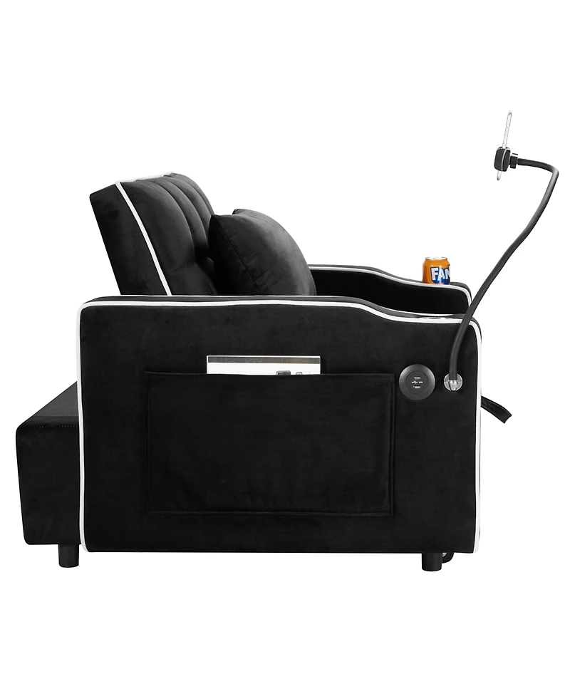 Clihome Convertible Sleeper Chair Sofa Bed Adjustable Pull Out Multi-Pockets Folding Bed,3-in-1