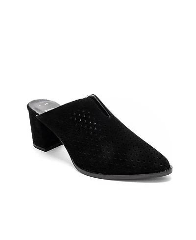 Forever & Always Shoes Women's Toen Leather Block Heel Mule