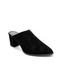 Forever & Always Shoes Women's Toen Leather Block Heel Mule