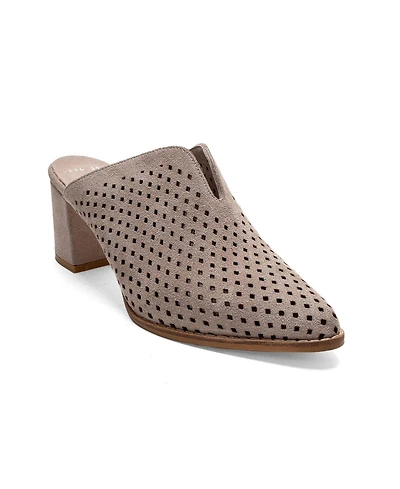 Forever & Always Shoes Women's Toen Leather Block Heel Mule