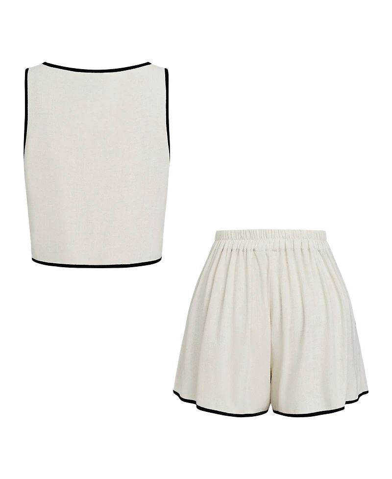 Cupshe Women's Crew Neck Short Set
