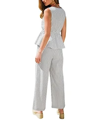 Cupshe Women's Striped Sleeveless Peplum Top and Wide-Leg Pants Matching Set
