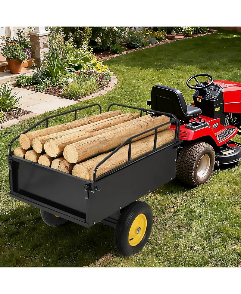 gaomon Garden Utility Trailer 750 lbs Capacity Atv/Utv Dump Cart Steel Transport Trailer with Hand and Foot Pedal Dumping
