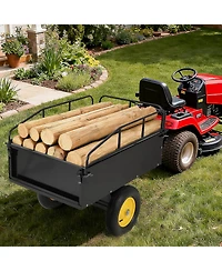 gaomon Garden Utility Trailer 750 lbs Capacity Atv/Utv Dump Cart Steel Transport Trailer with Hand and Foot Pedal Dumping