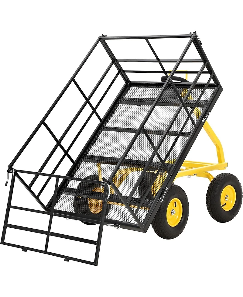 gaomon Heavy Duty 1500 lbs Steel Garden Cart with Removable Sides and Dumping Feature 4-in-1 Folding Wagon with Pneumatic Tires for Atv