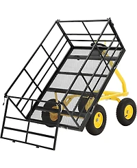 gaomon Heavy Duty 1500 lbs Steel Garden Cart with Removable Sides and Dumping Feature 4-in-1 Folding Wagon with Pneumatic Tires for Atv