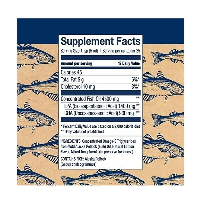 Wiley s Finest Wild Alaskan Fish Oil Peak Omega-3 Liquid Supplement - 2300mg Epa and Dha Omega-3s - Lemon Flavor