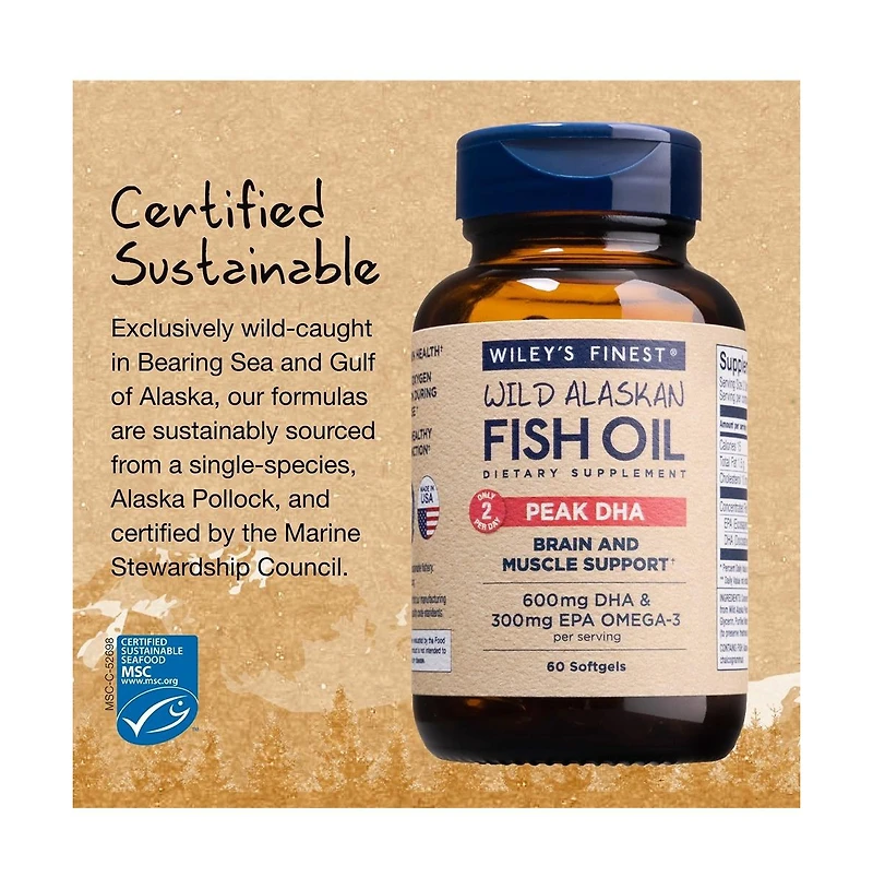 Wiley's Finest Wild Alaskan Fish Oil Peak Dha