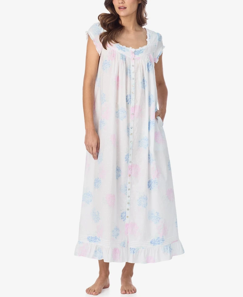 Eileen West Women's Floral Cap-Sleeve Ballet Nightgown