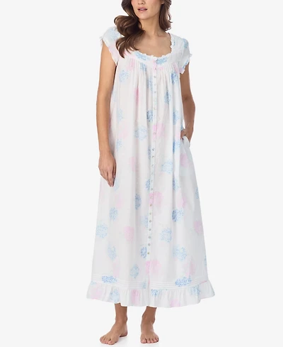 Eileen West Women's Floral Cap-Sleeve Ballet Nightgown
