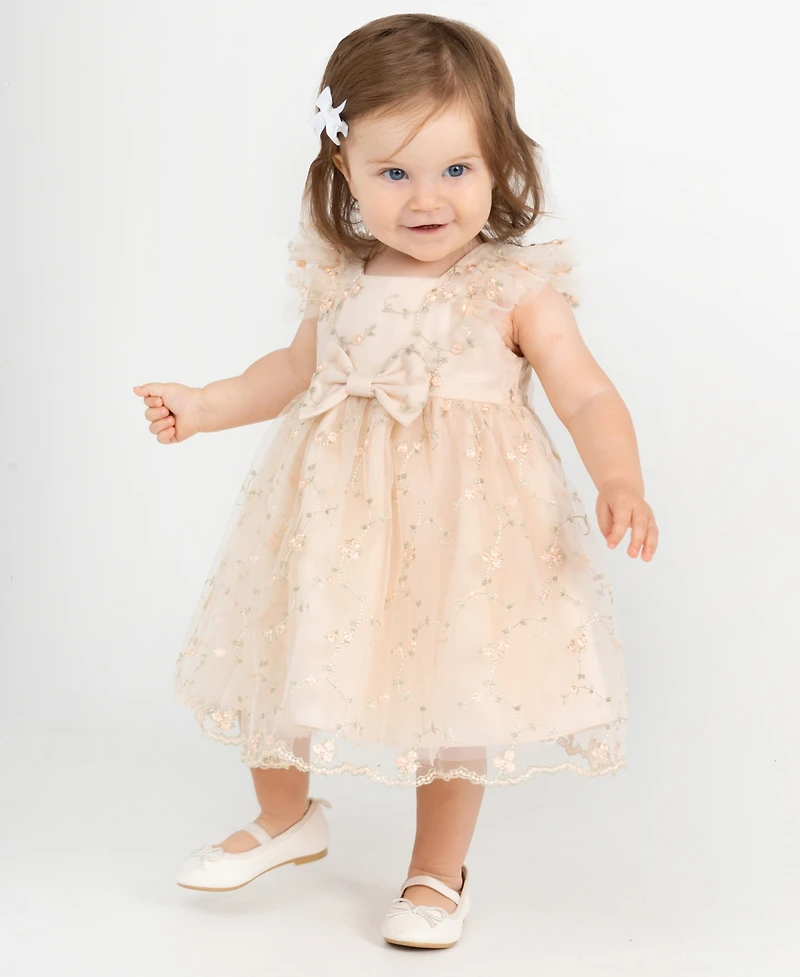 Rare Editions Baby Girls' Ruffled Short-Sleeve Dress