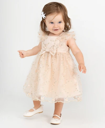 Rare Editions Baby Girls' Ruffled Short-Sleeve Dress
