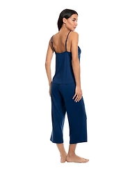 Linea Donatella Women's Lace Trim Top and Cropped Pants, 2-Piece Set