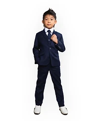 Peanut Butter Collection Toddler Boys Luxor Slim Fit Wool Blend 5-Piece Shirt, Tie, Jacket, Vest and Pants Suit Set