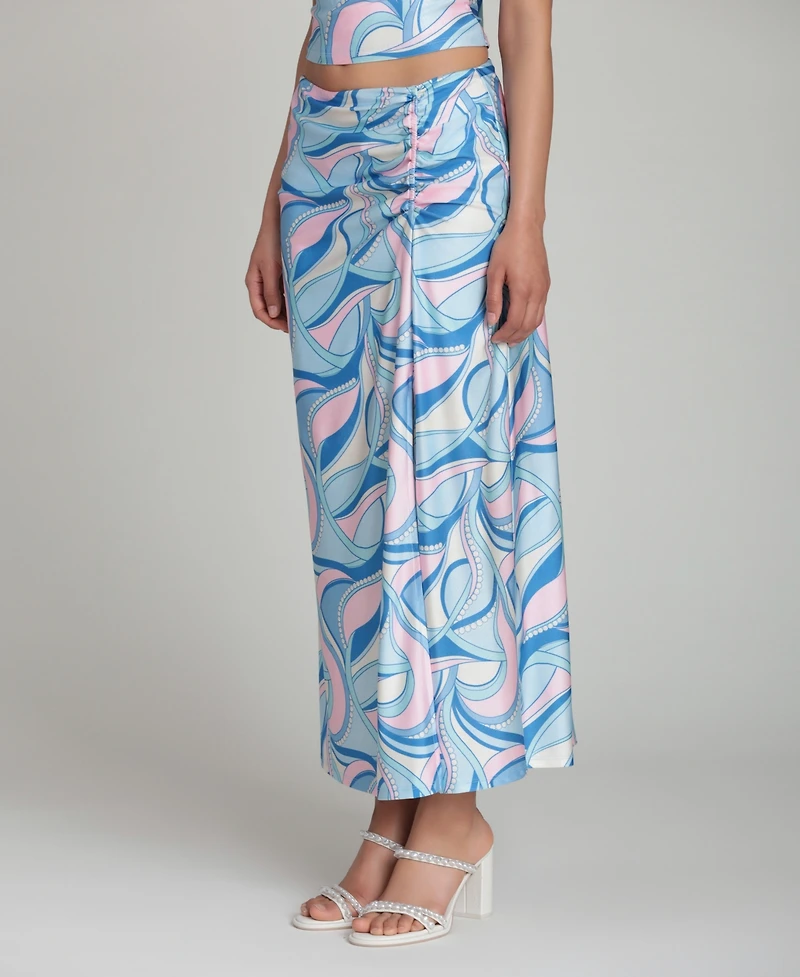 Avec Les Filles Women's Ruched Side Slit Skirt