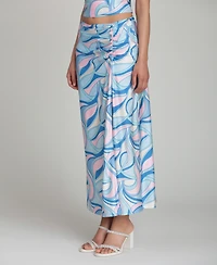 Avec Les Filles Women's Ruched Side Slit Skirt