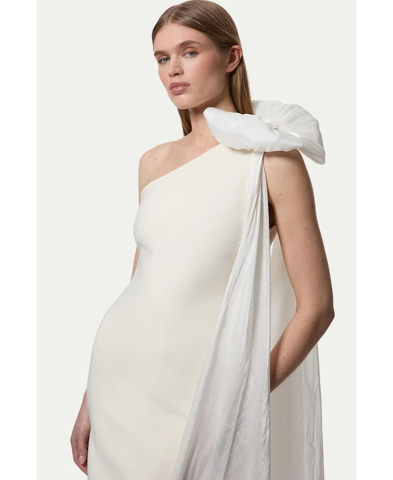 Karen Millen Women's Shoulder Bow Cape Detail Maxi Dress