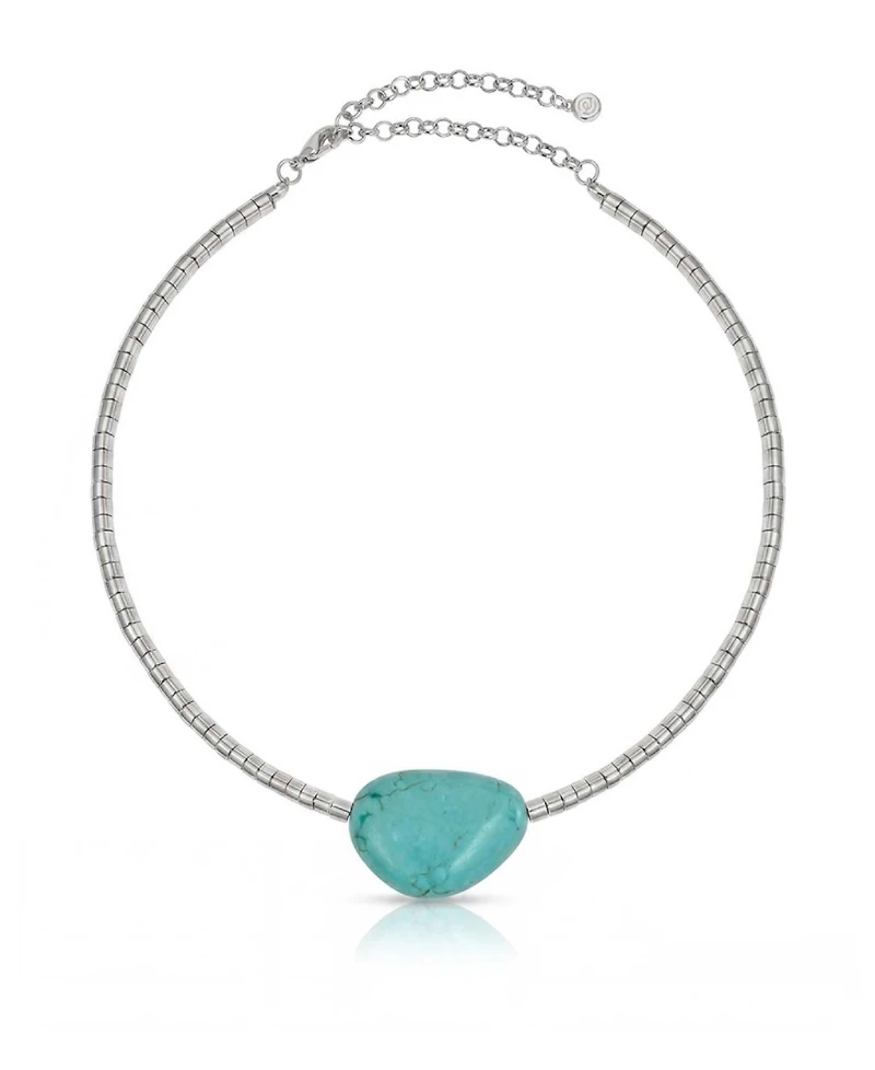 Ettika Silver-Plated Beaded Turquoise Nugget Necklace