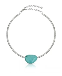 Ettika Silver-Plated Beaded Turquoise Nugget Necklace