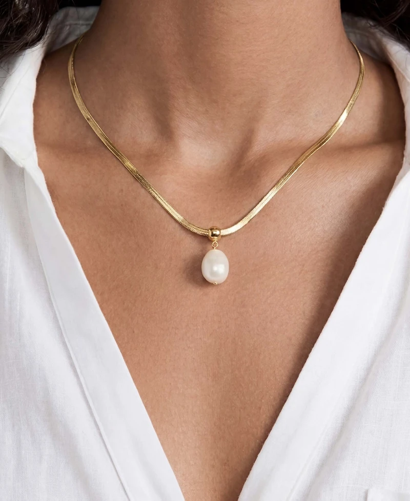 Ettika Gold-Plated Bone Pendant Snake Chain Necklace