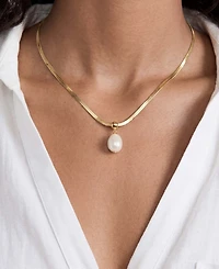 Ettika Gold-Plated Bone Pendant Snake Chain Necklace