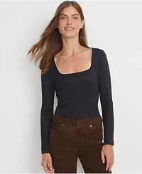 Lands' End Women's Long Sleeve Rib Square Neck Tee