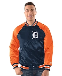 Starter Men's Navy/Orange Detroit Tigers Raglan Blitz Varsity Jacket