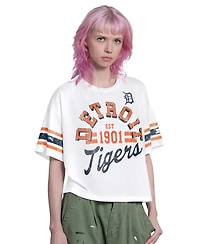 Starter Women's White Detroit Tigers Cropped Hurry Up Offense T-Shirt