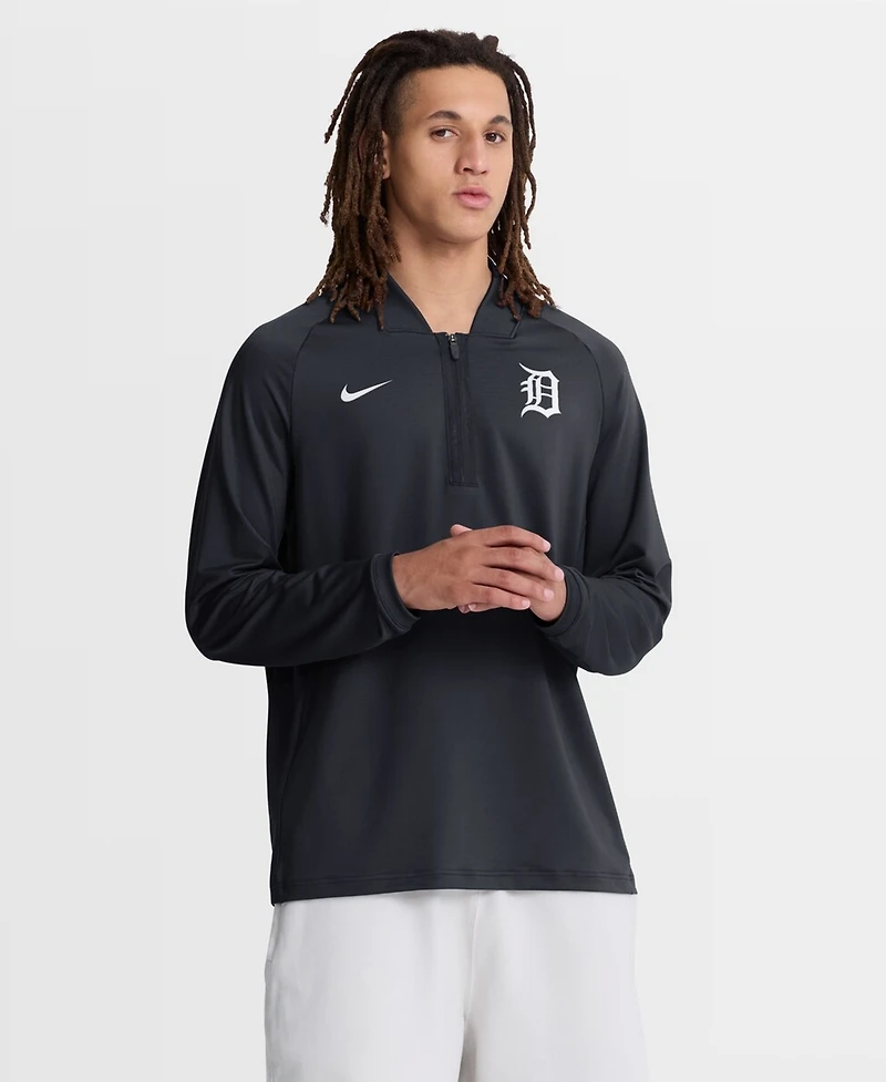 Nike Men's Navy Detroit Tigers Authentic Collection Dri-fit Raglan Half-Zip Pullover