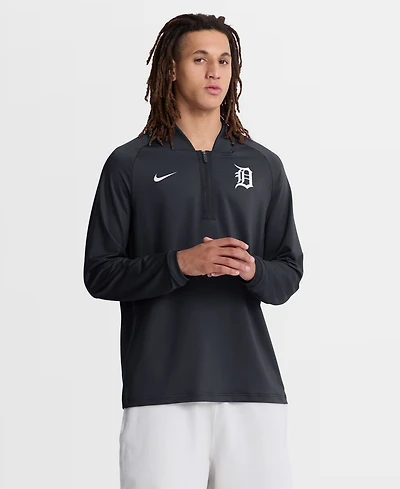 Nike Men's Navy Detroit Tigers Authentic Collection Dri-fit Raglan Half-Zip Pullover