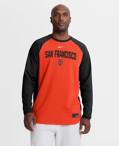 Nike Men's Orange San Francisco Giants Authentic Collection Raglan Dri-fit Sweatshirt