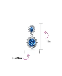 Bling Jewelry Classic Cocktail Saphire Blue Cubic Zirconia Cz Dangle Oval Drop Earrings Silver Plated