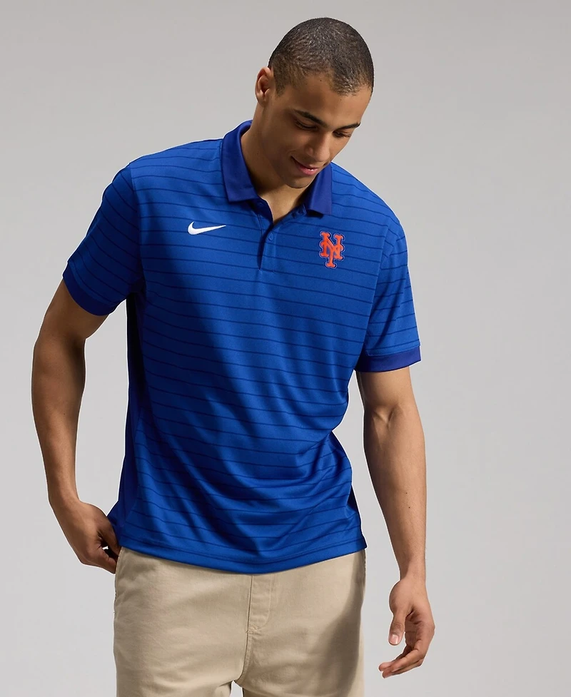 Nike Men's Royal New York Mets Authentic Collection Striped Victory Dri-fit Polo Shirt
