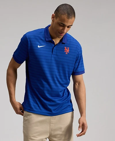Nike Men's Royal New York Mets Authentic Collection Striped Victory Dri-fit Polo Shirt
