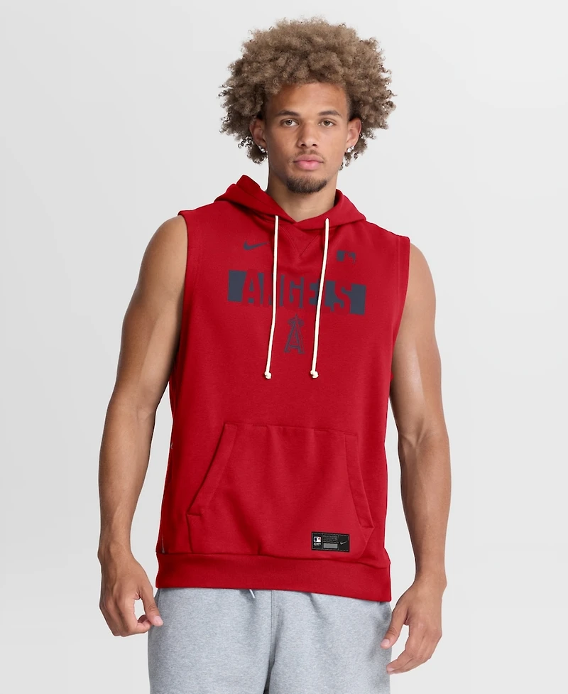 Nike Men's Red Los Angeles Angels Authentic Collection Standard Issue Dri-fit Sleeveless Hoodie