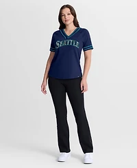 Fanatics Women's Navy Seattle Mariners Diva Race Ahead Raglan V-Neck T-Shirt