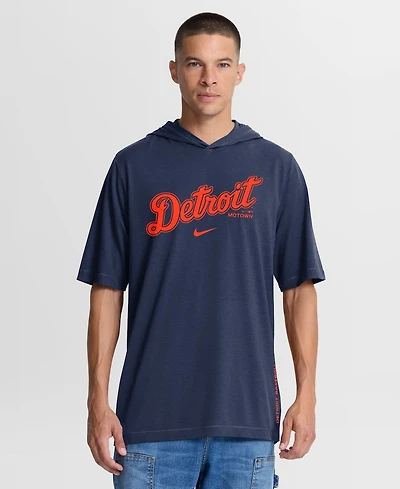 Nike Men's Navy Detroit Tigers Arched Wordmark Tri-Blend Hooded T-Shirt